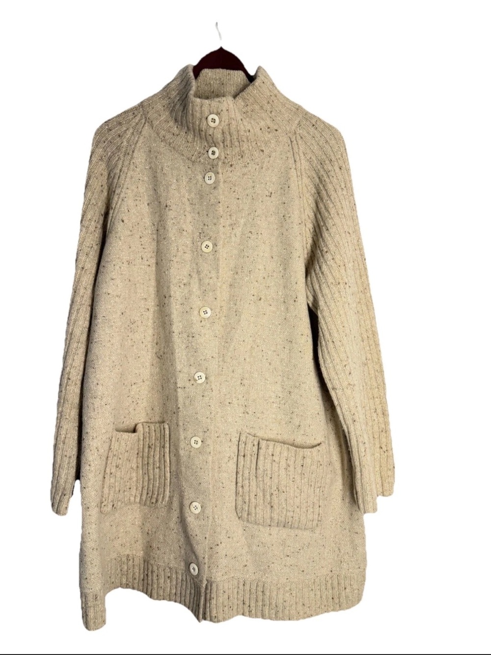 Eileen Fisher Beige Angora Wool Silk Blend Duster Cardigan Sweater Size XL